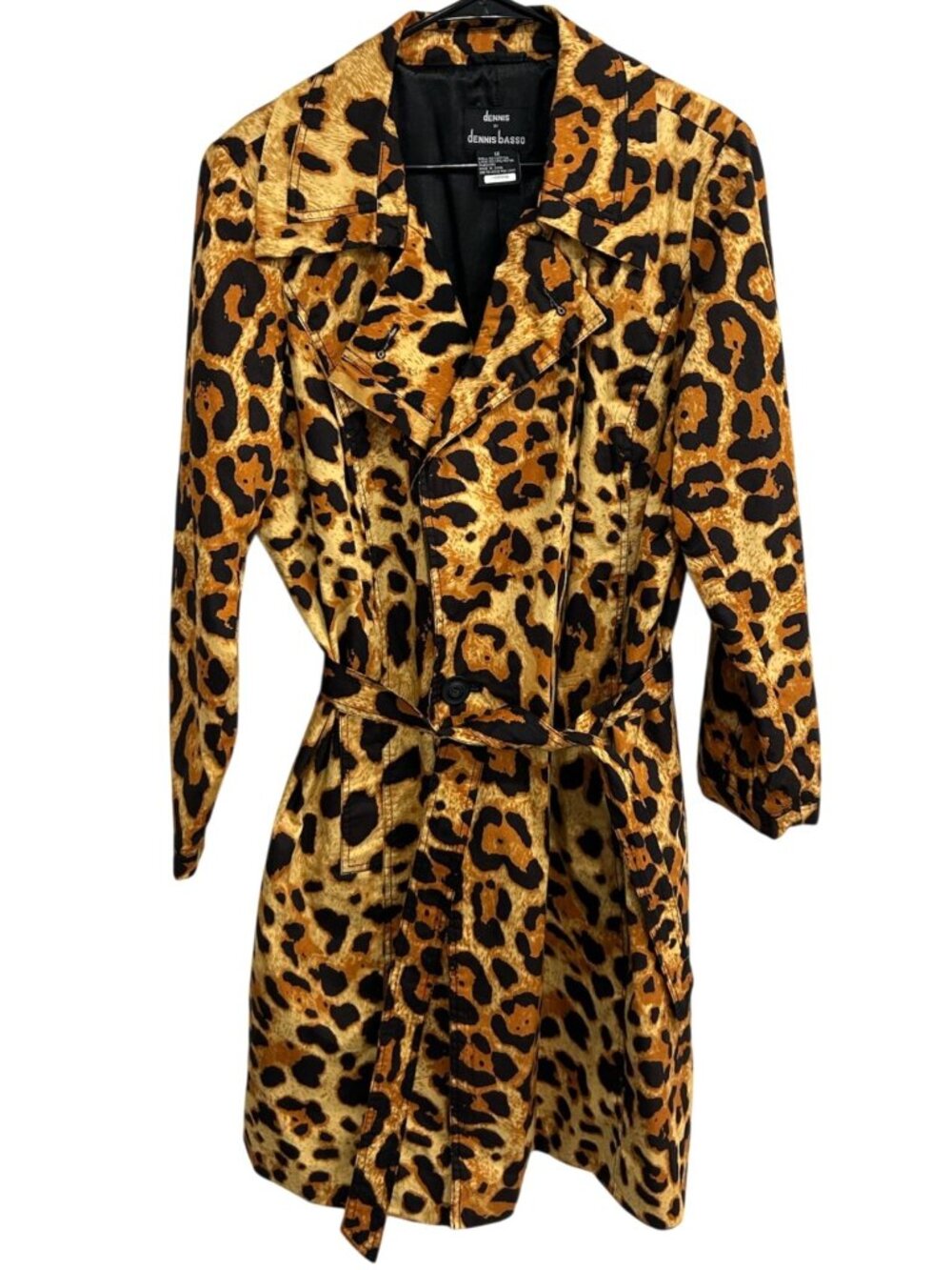 Dennis Basso 1X Leopard Print Lined Trench Coat Belted Parisian Mobwife Animal